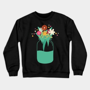 A Mason Jar With Watercolor Girly Creative Floral Designs Crewneck Sweatshirt